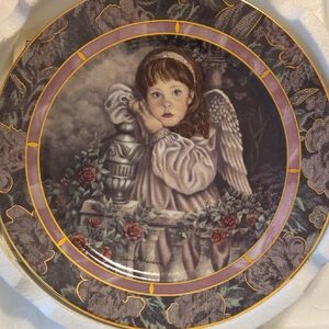 The Bradford Exchange Angelic Ceramic Plate with Gold and Purple Accents